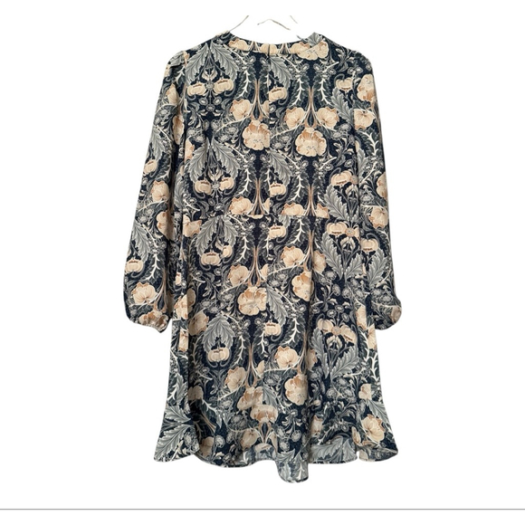 NWT Women's LOFT Petite Long Sleeve Dress Size 10P Navy Beige Floral - Picture 3 of 10